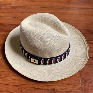 Tory burch raffia/straw fedora hat